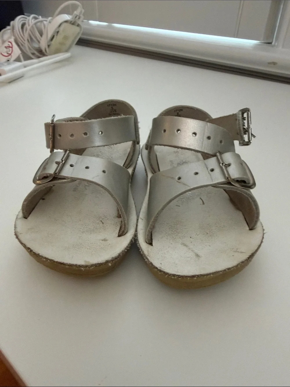 Sun-San Surfer Children's Shiny Silver Double-Buckle Sandals